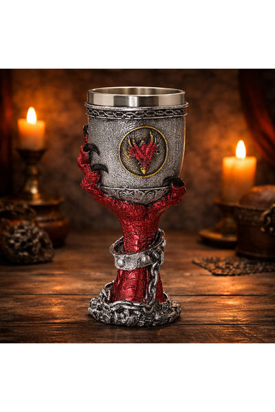 hediyeconcepti Orta Çağ Ejderha Figürlü 3D Kabartmalı Fantasy Kadeh Bardak Me...