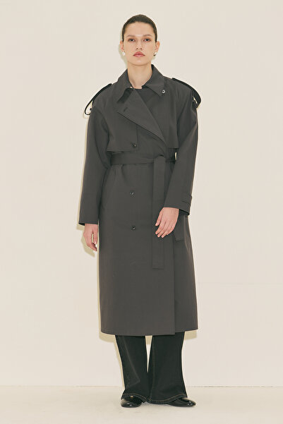 Manuka Malia Double Collar Trench Coat Anthracite