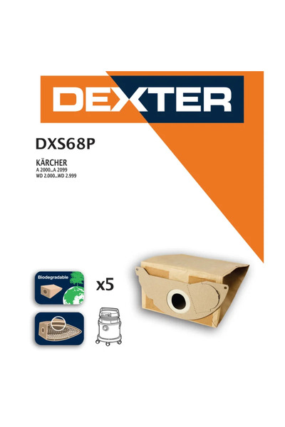 Dexter Dexter vacuum cleaner bags, paper, dry vacuuming, 12 L (set of 5 pcs)