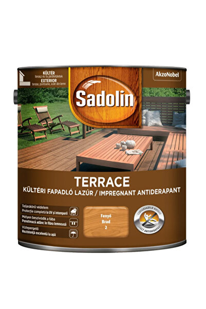 OEM Impregnant antiderapant pentru lemn, Sadolin Terrace, alchidic, brad, 2.5 L