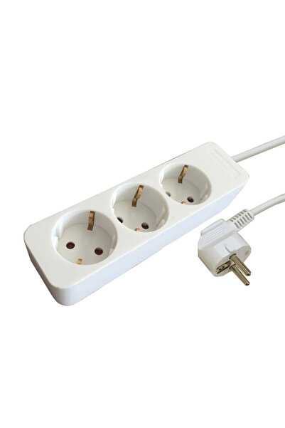 OEM Extension cord, IP20, 3 sockets, 3 x 1 mmp, 3680 W, 1 meter, white
