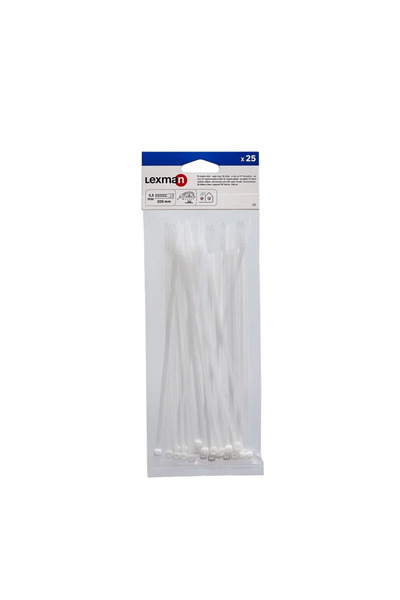 Lexman Necklace 200 x 3.5 mm, white, (set of 25 pcs)
