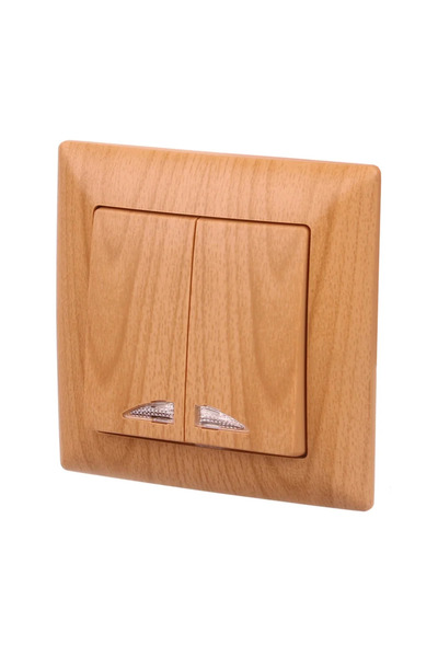 OEM Διπλό διακόπτης Gunsan Visage, κλασικός, με LED, IP20, καφέ