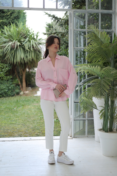 By Pommes Life Women's Self-Size Patterned over Size Shirt