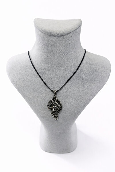LUNEVA AKSESUAR Eagle Feather Motif Unisex Necklace – Antique Silver Look Met...