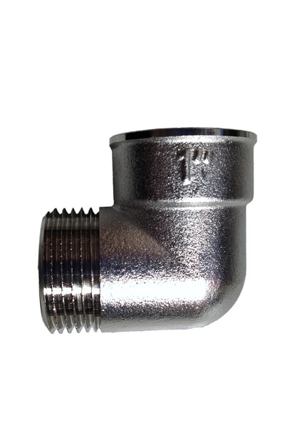 OEM 90° elbow, brass, internal - external thread, connection 1', chrome plated