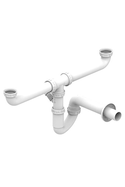 OEM Σιφόνι νεροχύτη, 2 λεκάνες, με σύνδεση πλυντηρίου ρούχων, 1' 1/2, Ø 40 mm