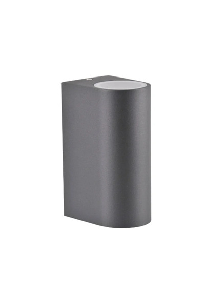 OEM Boston outdoor wall light, 2 x GU10, 10 W, IP44, round, grey