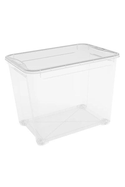 OEM Κουτί αποθήκευσης, πλαστικό, 55,5 x 39 x 42,5 cm, 65 L, Διαφανές, με καπάκι