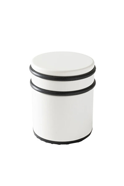 Inspire Opritor usa, pentru podea, mobil, 2 inele, otel, Ø 72 x 81 mm, alb mat