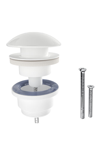 EQUATION Equation click clack valve, for washbasin, white ceramic, Ø 66 mm
