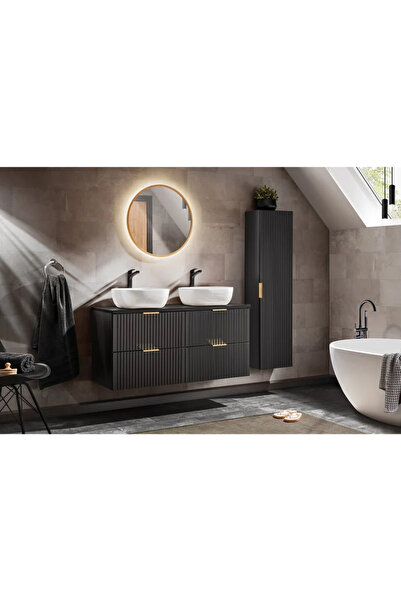 OEM Πάγκος μπάνιου, MDF, Adel, 80 cm, μαύρος