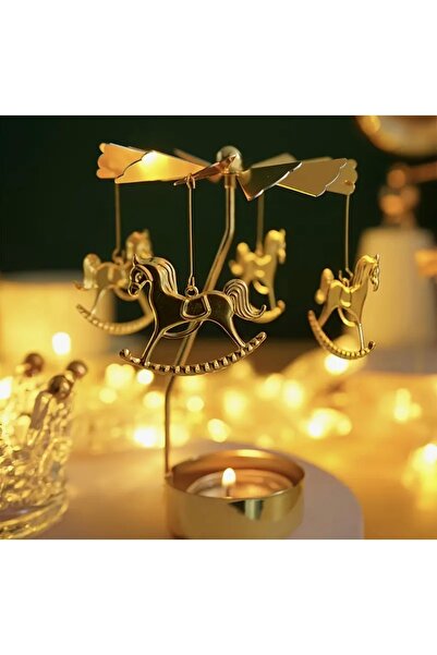 Empressco Atlı Karınca Gold Isı ile Dönen Mumluk, Kahve Sunumu ile Şık Hediye