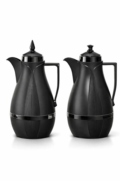 Urbanza طقم دلة فاخر مكون من قطعتين، إبريق قهوة وشاي عربي، لون أسود مطفي مع غ...