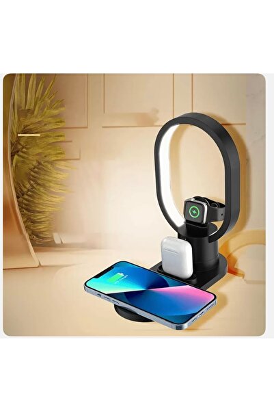 Generic 4-in-1 Magnetic Wireless Charging Station with LED Bedside Lamp – 15W...