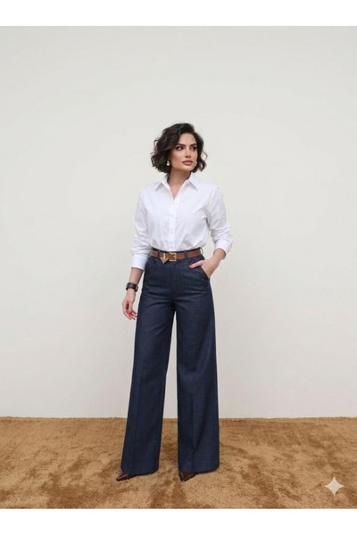 Rute butik Denim yüksek BelPalazzo Pantolon