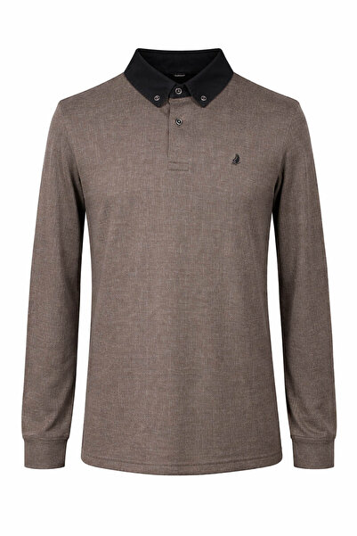 trender Denim Collar Khaki Men's Sweatshirt 26Yk37000015