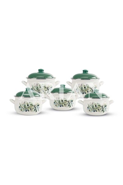 Arian Set 5 oale emailate cu capac Arian, cantitate 2 l, 2,8 l, 3,8 l, 4,8 l,...