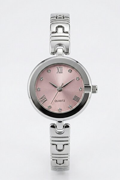 InStyle Modern Silver-Pink Women's Wristwatch with Roman Numerals
