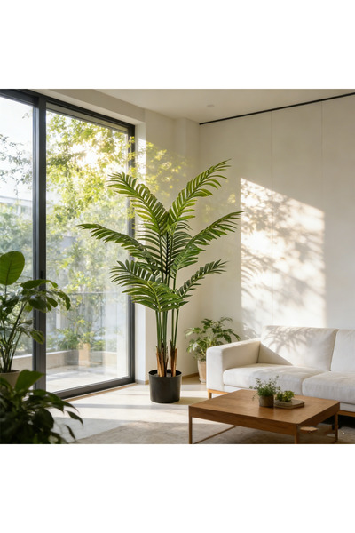 BESTONE 120cm Bakım Kolay Yapay Areka Palmiyesi, Tropik İç Mekan Bitkisi