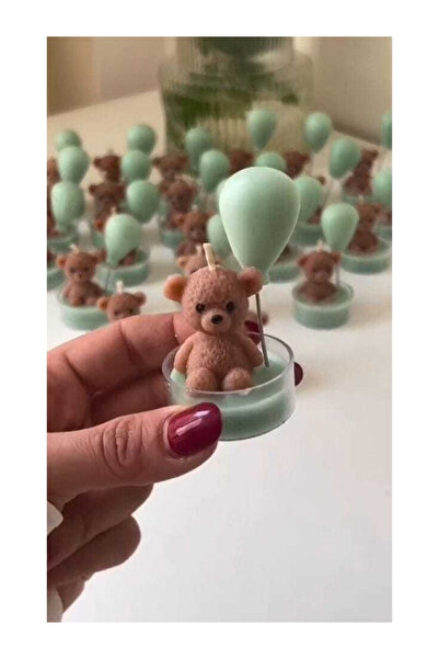 Empressco Balonlu Ayıcık Mum Seti, El Yapımı Dekoratif Hediyelik, Baby Shower...