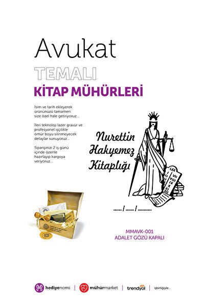 HEDİYENOMİ MühürMarket > ختم كتاب المحامي بتصميم عين العدالة المغلقة - Ex-lib...