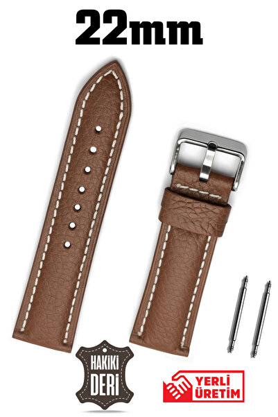 Saatse 22mm Brown Genuine Leather Watch Band Strap