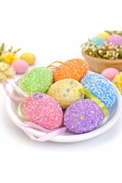 GIA'S WORLD 12 Ouă Decorative de Paște 6cm, din Poliester cu Agățătoare, Dife...