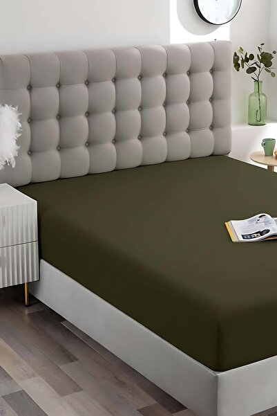 Rivaİstanbul Kaki bumbac bucăți pentru două persoane cearșaf cu elastic 160x200