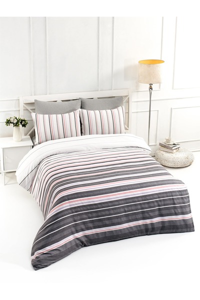 Rasel Tekstil Bodrum Cotton Piece Double Duvet Cover Set 200X220 cm Navy Blue