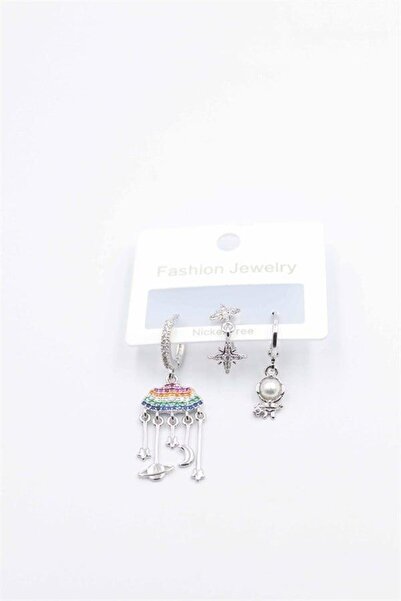 MENESSA Triple cloud earrings - silver