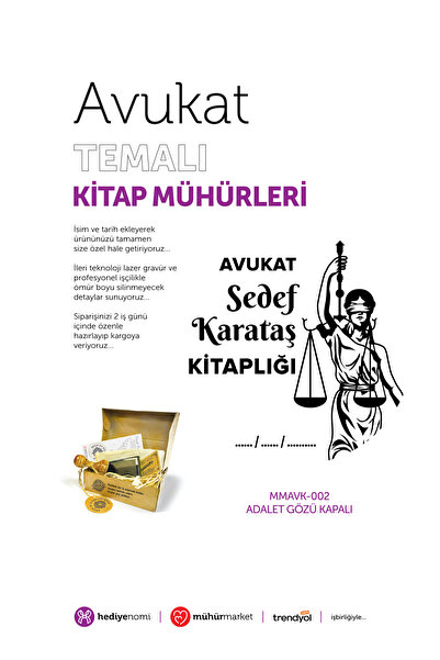 HEDİYENOMİ MühürMarket > ختم كتاب المحامي بتصميم عين العدالة المغلقة - Ex-lib...