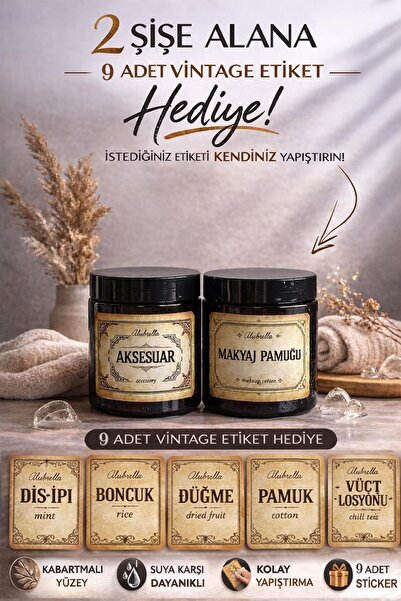 Plastic Jar Set and Cosmetic Themed Labels