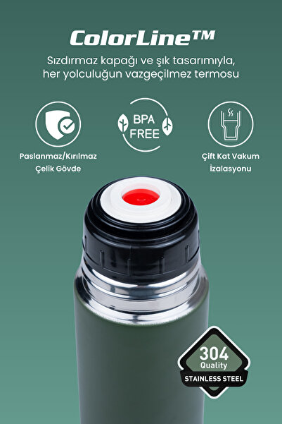 Cooker ColorLine 750 ml Paslanmaz Çelik Termos Yeşil