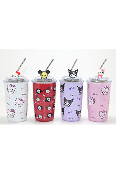 doremodam Sanrio Hello Kitty Ve Kuromi Figürlü Isı Muhafazalı Metal Pipetli Ç...