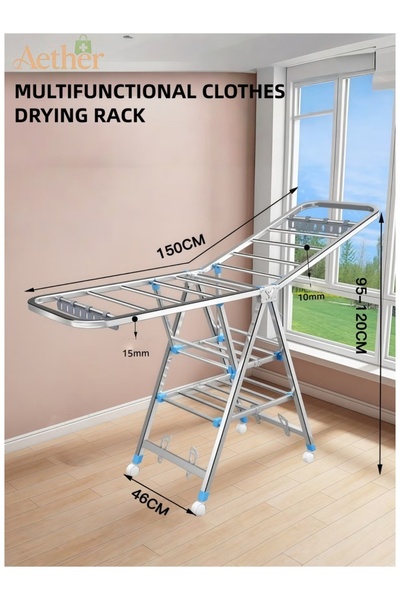 Generic 1.5-meter foldable stainless steel clothes rack | Folds in 3 seconds ...