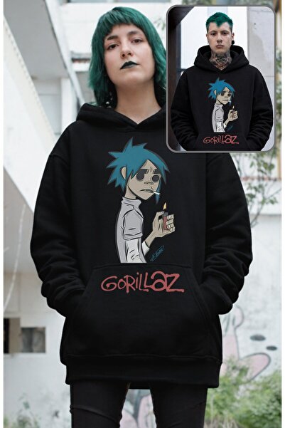 Fuddy Moda Unisex φούτερ Gorillaz Kangaroo Pocket με τύπωμα με κουκούλα με θέ...