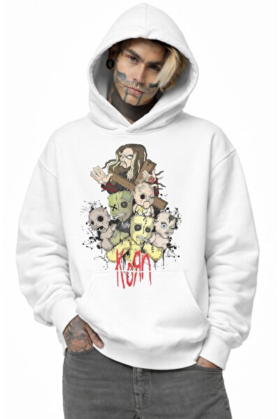 Fuddy Moda سويت شيرت روك باند كورن مطبوع بغطاء رأس للجنسين، هودي كبير الحجم ب...