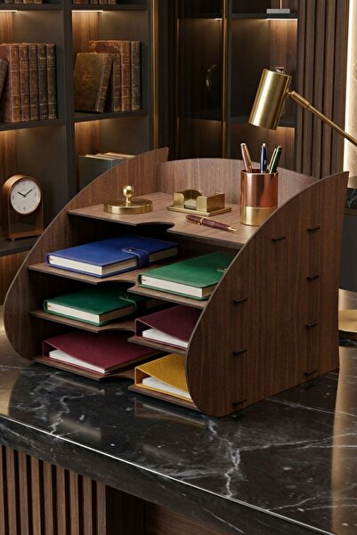 StarLightning Desk Organizer Organizer Document Rack Desktop Organizer Walnut...