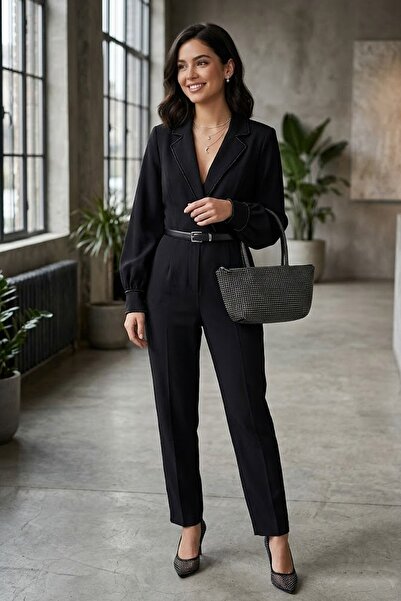 Ayakkabı Fuarı Elit PM37718 Γυναικείο Πέτρινο Βραδινό Φόρεμα Τσάντα Μαύρο