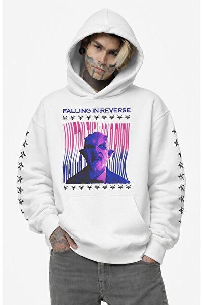 Fuddy Moda Hanorac unisex Falling In Reverse Kol cu imprimeu cu glugă, Hanora...