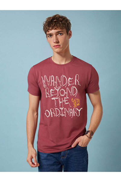 STATUS QUO Slogan Print Regular Fit Lt. Wine T-shirt