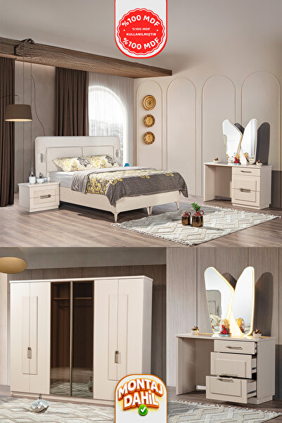 İMBAŞ Okyanus Yatak Odası Takımı %100 MDF - Bazalı
