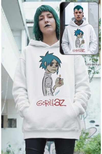 Fuddy Moda Unisex φούτερ Gorillaz Kangaroo Pocket με τύπωμα με κουκούλα με θέ...