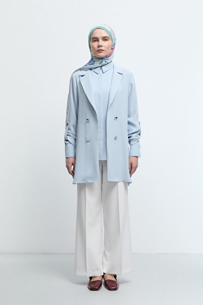 Tuğba Düğmeli Ceket - Açık Mavi