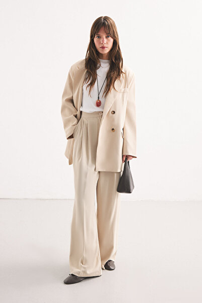 Hooopstore Pleated Palazzo Stone Pants