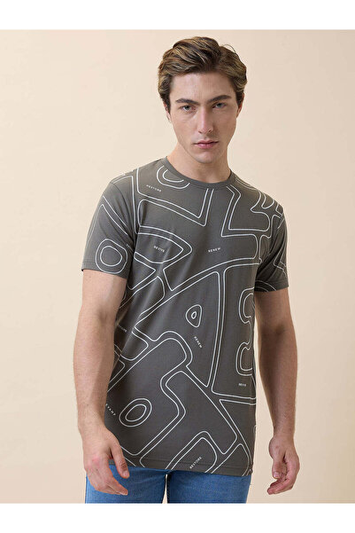 STATUS QUO All Over Printed Round Neck Grey T-shirt