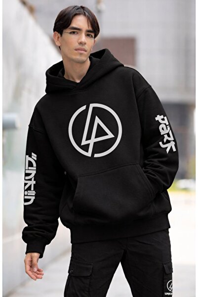 Fuddy Moda سويت شيرت بشعار لينكين بارك للجنسين، مقاس كبير، هودي بتصميم فرقة ا...