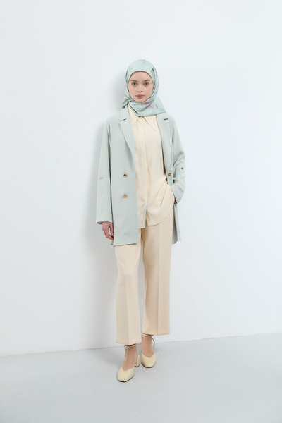 Tuğba Düğmeli Ceket - Su Yeşili