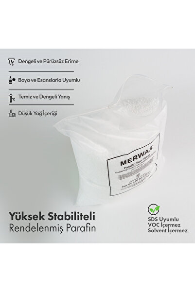 MERWAX Parafin Mum Yapım Seti – 2,25kg Parafin, Stabilizatör, Pamuk Fitil ve Yapıştırıcı ile Mum Yapım Seti
